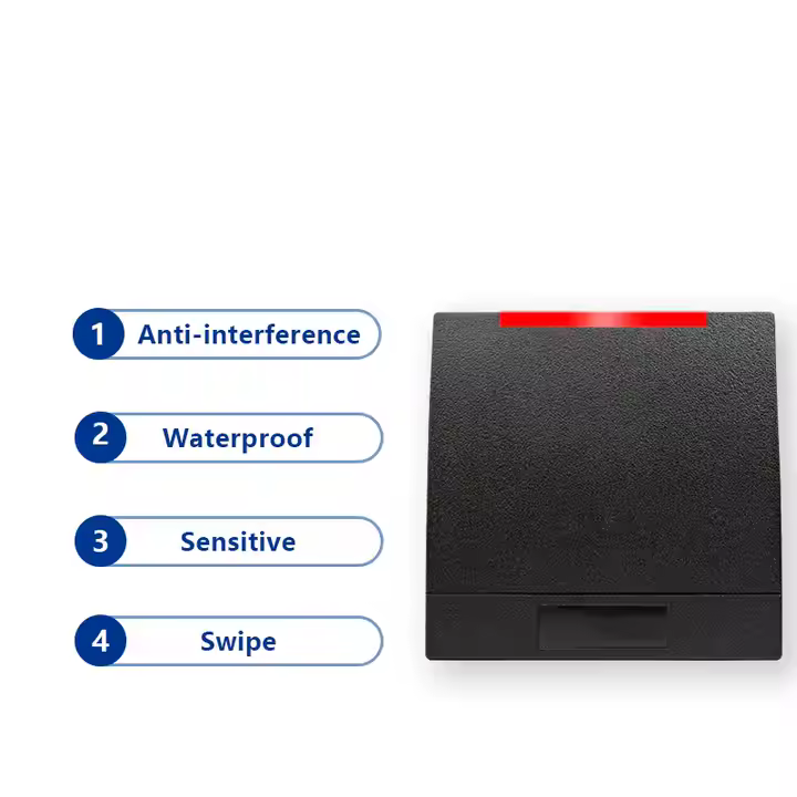 Negro ABS plástico impermeable NFC Wiegand 24/36 13,56 Mhz tarjeta IC RFID lector de tarjetas de Control de acceso inteligente